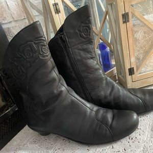 Black leather boots